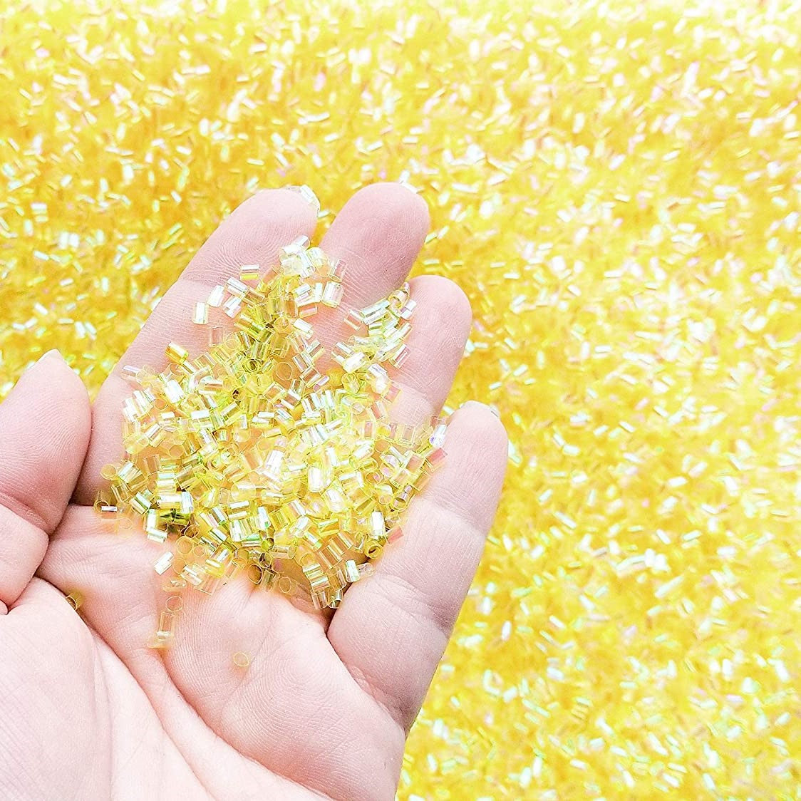 113252-6 Pärlor Iridescent Bingsu Beads - Gul